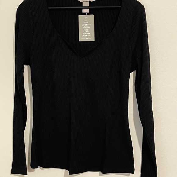H&M Sweetheart Neck Long Sleeve Top | Large | NWT - Picture 4 of 5